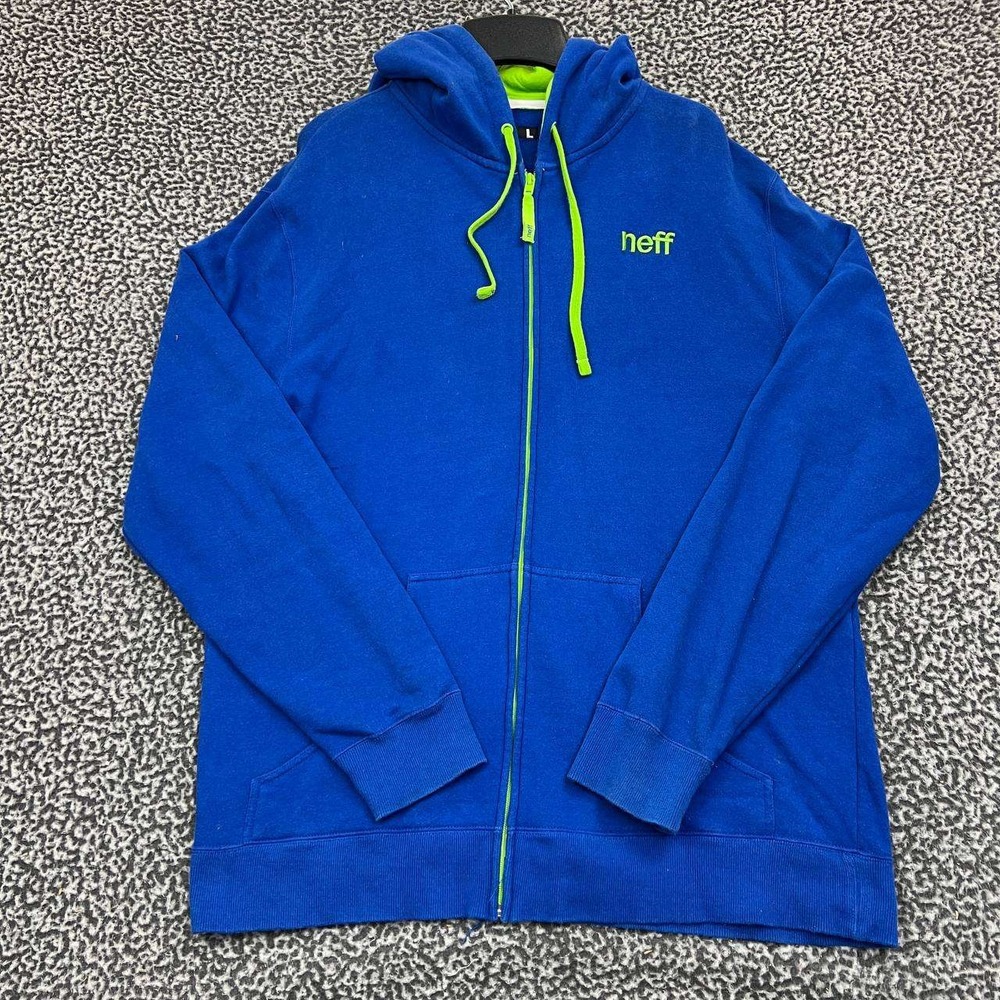Neff Hoodie Men‎ Large Blue Fleece Full Zip Long Sleeve Pocket Outdoor L